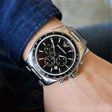 Emporio Armani Sigma Chronograph Black Dial Silver Steel Strap Watch For Men - AR6098 Authentic Buy Shop Now