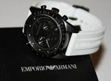 Emporio Armani Sportivo Chronograph Black Dial White Rubber Strap Watch For Men - AR6112 Authentic Buy Shop Now