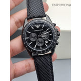 Emporio Armani Sigma Chronograph Black Dial Black Leather Strap Watch For Men - AR6131 Authentic Buy Shop Now