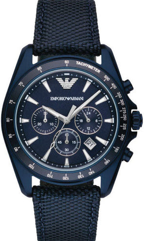 Emporio Armani Sportivo Chronograph Blue Dial Blue Nylon Strap Watch for Men - AR6132 Authentic Buy Shop Now