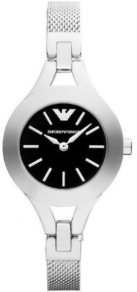 Emporio Armani Classic Quartz Black Dial Silver Steel Strap Watch For Women - AR7328 Authentic Buy Shop Now