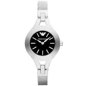 Emporio Armani Classic Quartz Black Dial Silver Steel Strap Watch For Women - AR7328 Authentic Buy Shop Now