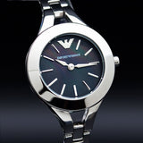 Emporio Armani Classic Quartz Black Dial Silver Steel Strap Watch For Women - AR7328 Authentic Buy Shop Now