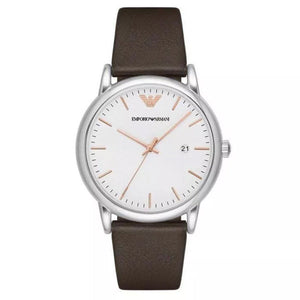 Emporio Armani Kappa Quartz White Dial Brown Leather Strap Watch For Men - AR80006 Authentic Buy Shop Now