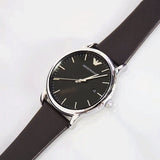 Emporio Armani Kappa Quartz Black Dial Brown Leather Strap Watch For Men - AR80008 Authentic Buy Shop Now