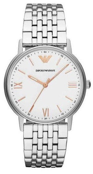 Emporio Armani Kappa Quartz White Dial Silver Steel Strap Watch For Men - AR80014 Authentic Buy Shop Now