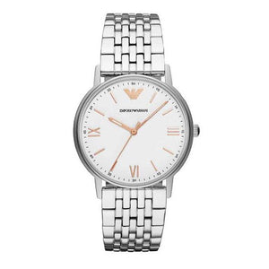 Emporio Armani Kappa Quartz White Dial Silver Steel Strap Watch For Men - AR80014 Authentic Buy Shop Now