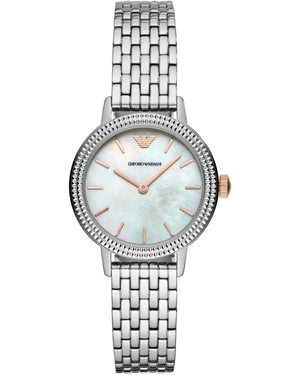 Emporio Armani Interchangeable Analog Mother of Pearl Dial Silver Steel Strap Watch For Women - AR80020 Authentic Buy Shop Now