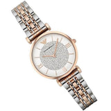 Emporio Armani Gianni T Bar Quartz White Dial Two Tone Steel Strap Watch For Women - AR80035 Authentic Buy Shop Now