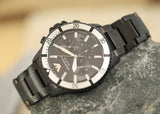 Emporio Armani Diver Chronograph Black Dial Black Steel Strap Watch For Men - AR80050 Authentic Buy Shop Now