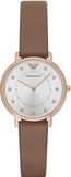 Emporio Armani Classic Analog Silver Dial Brown Leather Strap Watch For Women - AR8040 Authentic Buy Shop Now