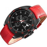 Emporio Armani Sportivo Chronograph Black Dial Red Leather Strap Watch For Men - AR5918 Authentic Buy Shop Now