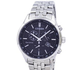 Citizen Eco Drive Chronograph Black Dial Silver Steel Strap Watch For Men - AT2140-55E Authentic Buy Shop Now