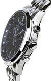Citizen Eco Drive Chronograph Black Dial Silver Steel Strap Watch For Men - AT2140-55E Authentic Buy Shop Now