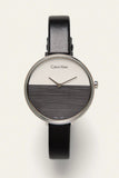 Calvin Klein Rise White Grey Dial Black Leather Strap Watch for Women - K7A231C3 Authentic Buy Shop Now