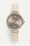 Tommy Hilfiger Angela Silver Dial Cream Leather Strap Watch for Women - 1782123 Authentic Buy Shop Now