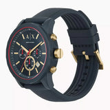 Armani Exchange Outerbanks Chronograph Blue Dial Blue Silicone Strap Watch For Men - AX1335 Authentic Buy Shop Now