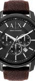 Armani Exchange Outerbanks Chronograph Black Dial Brown Leather Strap Watch For Men - AX1732 Authentic Buy Shop Now
