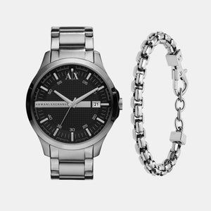 Armani Exchange Hampton Chronograph Black Dial Silver Steel Strap Watch For Men - AX2103 Authentic Buy Shop Now