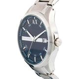 Armani Exchange Hampton Chronograph Blue Dial Silver Steel Strap Watch For Men - AX2132 Authentic Buy Shop Now