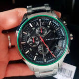 Armani Exchange Hampton Chronograph Black Dial Silver Steel Strap Watch For Men - AX2163 Authentic Buy Shop Now