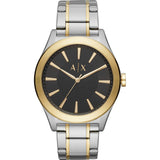 Armani Exchange Nico Analog Black Dial Two Tone Steel Strap Watch For Men - AX2336 Authentic Buy Shop Now