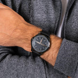 Armani Exchange Hampton Quartz Blue Dial Black Leather Strap Watch for Men - AX2411 Authentic Buy Shop Now