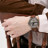 Armani Exchange Whitman Silver Dial Brown Leather Strap Watch For Men - AX2100 Authentic Buy Shop Now