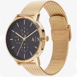 Armani Exchange Cayde Chronograph Black Dial Gold Mesh Strap Watch For Men - AX2715 Authentic Buy Shop Now