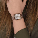 Armani Exchange Lola Quartz Silver Dial Rose Gold Mesh Strap Watch For Women - AX5802 Authentic Buy Shop Now