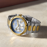 Guess Equity Analog Blue Dial Two Tone Steel Strap Watch For Men - GW0703G3 Authentic Buy Shop Now