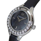 Swarovski Lovely Crystals Mother of Pearl Black Dial Black Leather Strap Watch for Women - 5242898 Authentic Buy Shop Now