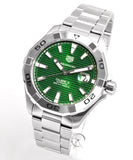 Tag Heuer Aquaracer Calibre 5 Automatic Green Dial Silver Steel Strap Watch for Men - WAY2015.BA0927 Authentic Buy Shop Now