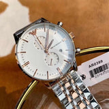 Emporio Armani Chronograph White Dial Two Tone Steel Strap Watch For Men - AR0399 Authentic Buy Shop Now