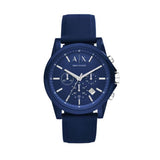 Armani Exchange Outerbanks Chronograph Blue Dial Blue Silicone Strap Watch For Men - AX1327 Authentic Buy Shop Now