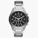Armani Exchange Drexler Chronograph Black Dial Silver Steel Strap Watch for Men - AX2600 Authentic Buy Shop Now