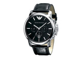 Emporio Armani Classic Chronograph Black Dial Black Leather Strap Watch For Men - AR0431 Authentic Buy Shop Now