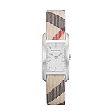 Burberry The Pioneer Silver Dial Haymarket Beige Leather Strap Watch for Women - BU9406 Authentic Buy Shop Now