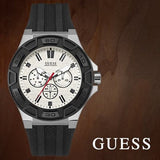 Guess Force Analog Quartz White Dial Black Rubber Strap Watch For Men - W0674G3 Authentic Buy Shop Now
