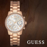 Guess Mini Surprise Analog Silver Dial Rose Gold Steel Strap Watch For Women - W0623L2 Authentic Buy Shop Now