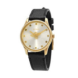 Gucci G Timeless Quartz Silver Dial Black Leather Strap Watch For Women - YA1265023 Authentic Buy Shop Now