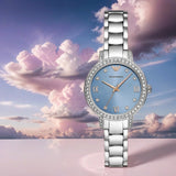 Emporio Armani Cleo Sunray Blue Dial Silver Steel Strap Watch for Women - AR11585 Authentic Buy Shop Now