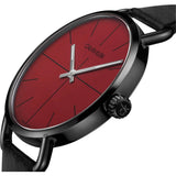 Calvin Klein Even Maroon Dial Black Leather Strap Watch for Men - K7B214CP Authentic Buy Shop Now