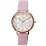 Emporio Armani Gianni T Bar Mother Of Pearl Pink Dial Pink Leather Strap Watch For Women - AR1958 Authentic Buy Shop Now
