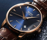 Mido Baroncelli III Automatic Blue Dial Brown Leather Strap Watch For Men - M8600.3.15.8 Authentic Buy Shop Now
