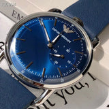Emporio Armani Aviator Quartz Blue Dial Blue Leather Strap Watch For Men - AR11335 Authentic Buy Shop Now