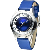 Marc Jacobs Henry Skeleton Blue Dial Blue Leather Strap Watch for Women - MBM1337 Authentic Buy Shop Now