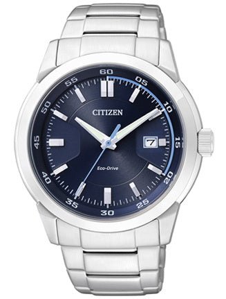 Citizen Eco Drive Blue Dial Silver Stainless Steel Watch For Men - BM7140-54L Authentic Buy Shop Now