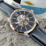 Fossil Flynn Mechanical Black Dial Black Leather Strap Watch for Men - BQ2216 Authentic Buy Shop Now