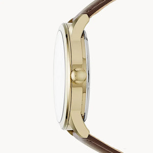 Fossil Flynn Twist Mechanical White Dial Brown Leather Strap Watch for Men - BQ2218 Authentic Buy Shop Now
